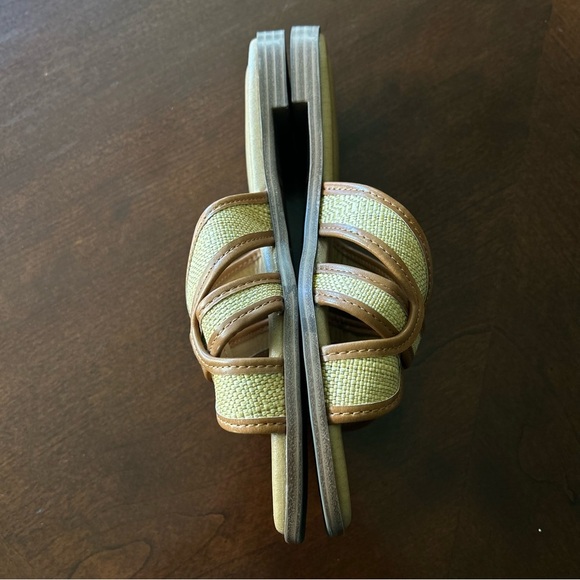 Crown Vintage | Belizze Brown and Cream Slide Sandals - Picture 3 of 7